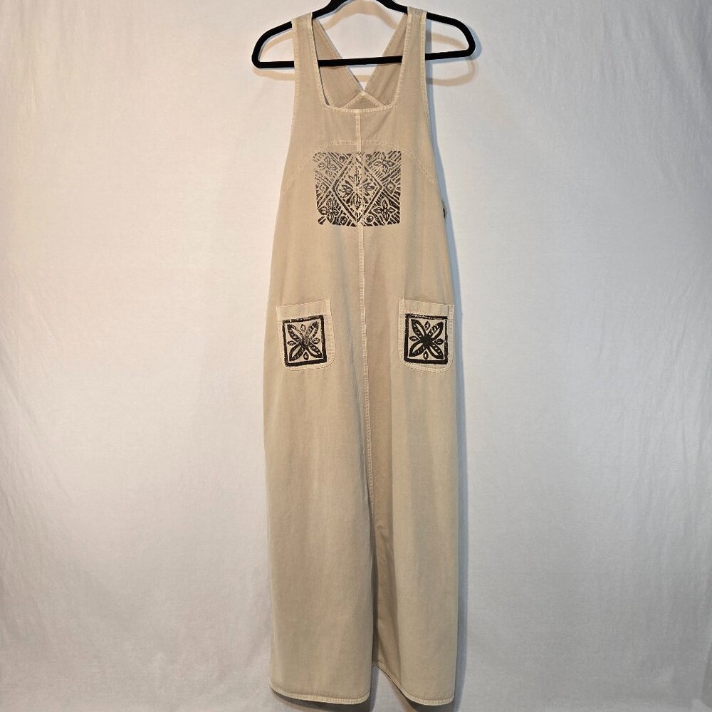 Real Vintage U.S.A. Grandma Modest IVORY Floral-Aztec Long Overall Skirt Size10P